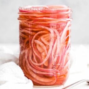 jar of pickled red onions