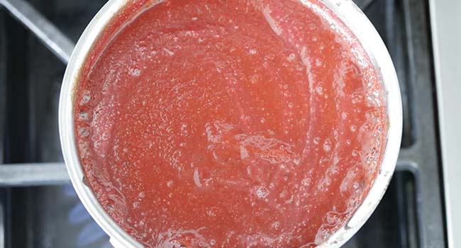 finished homemade bbq sauce in a pot