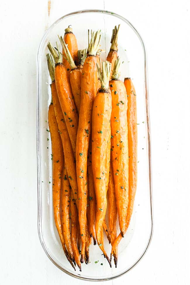 roasted carrots on a serving dish