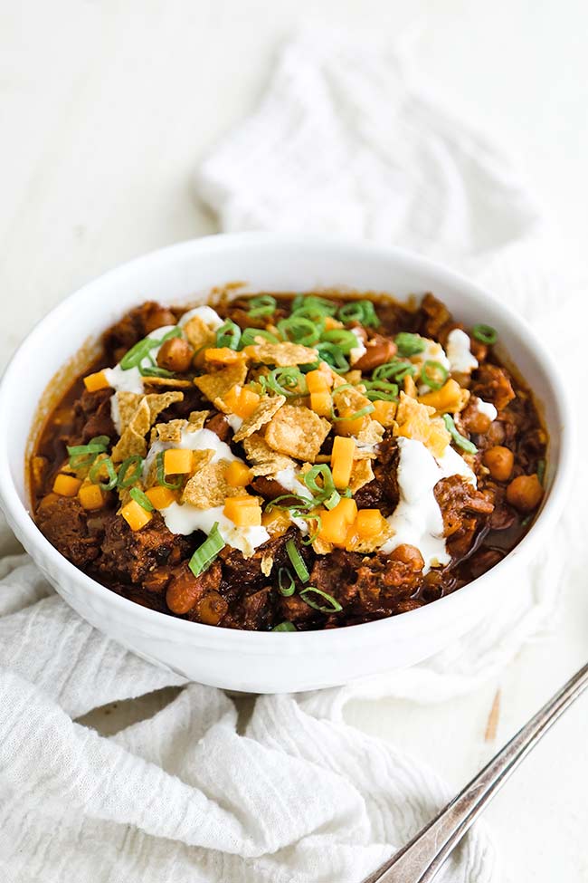 bowl of smoked brisket chili