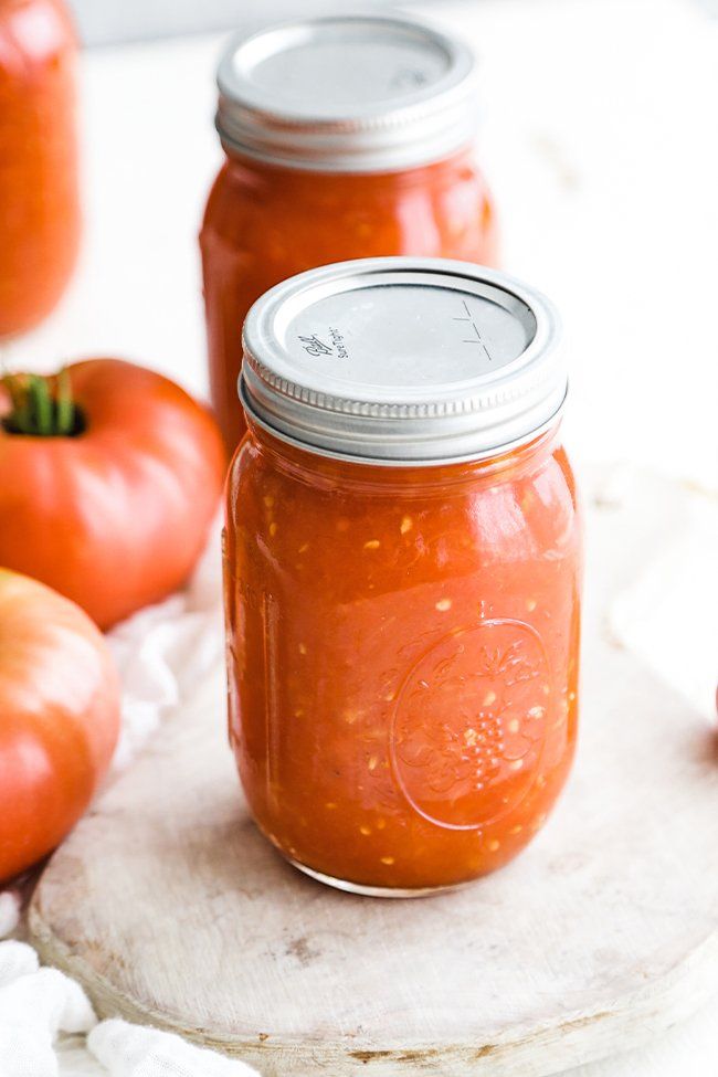 jars of homemade canned tomatoes