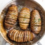 hasselback potatoes in a pan