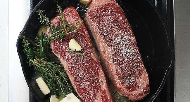 searing strip steaks