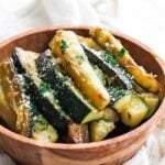 roasted zucchini wedges in a bowl