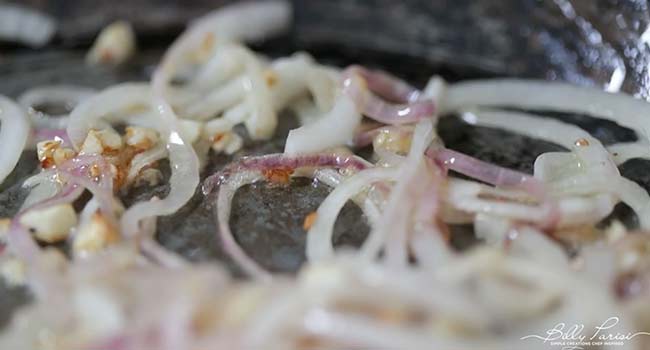 searing onions and garlic