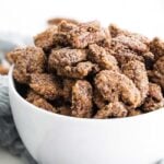 candied pecans in a bowl