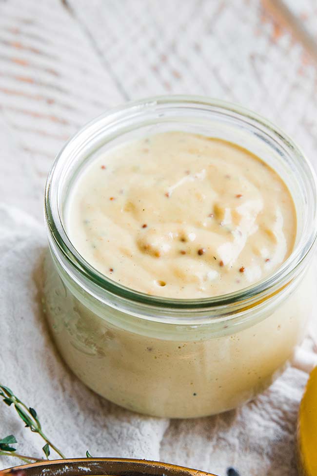 jar of Dijon cream sauce