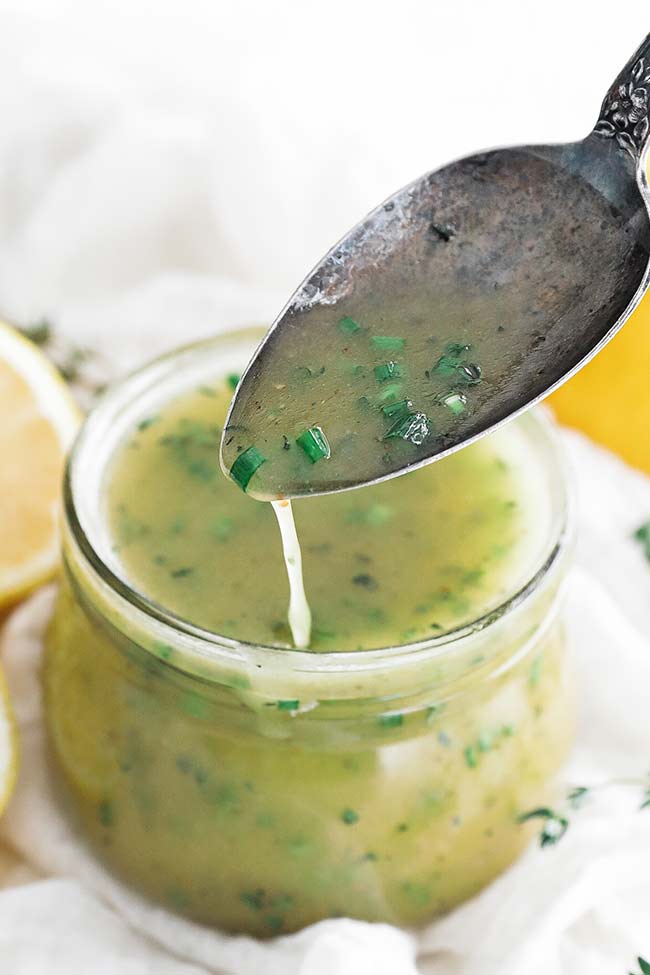 lemon vinaigrette in a jar