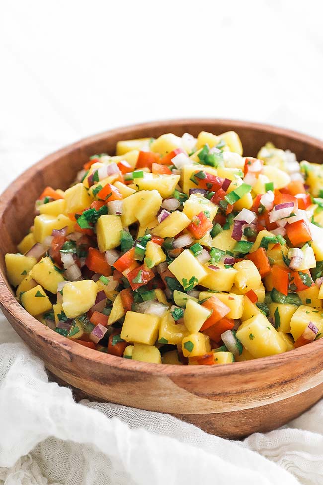 bowl of fresh mango salsa