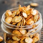 jar of roasted pumpkin seeds