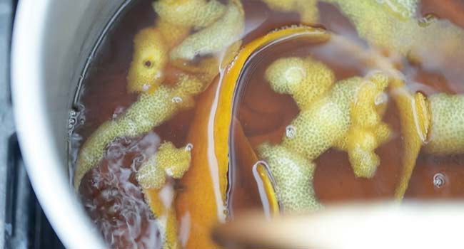 bringing a brine to a boil in a pot