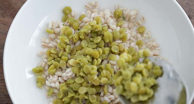 peas and barley in a bowl