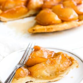 tarte tatin slice on a plate