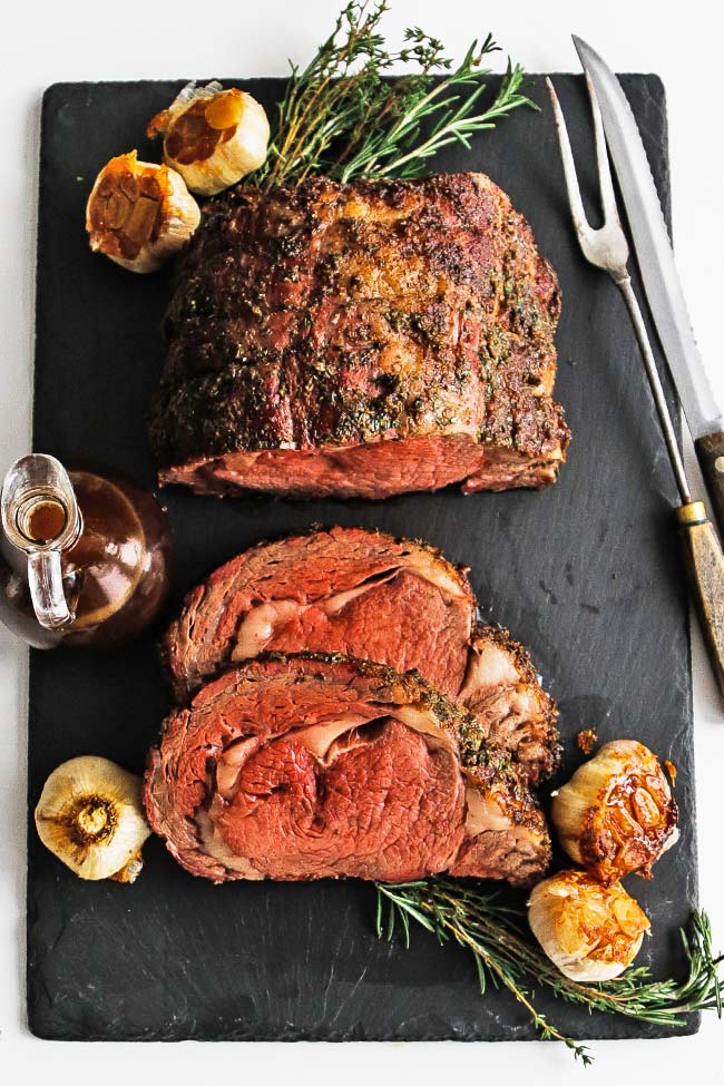 Simple, Foolproof Garlic Herb Crusted Prime Rib with Au Jus