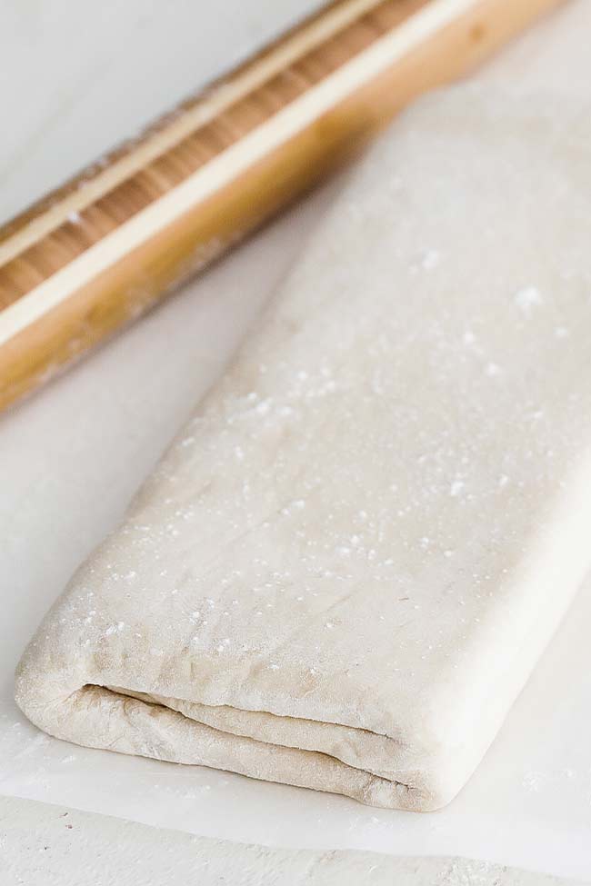 folded sheet of homemade puff pastry