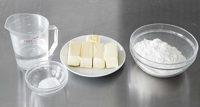 ingredients to make puff pastry