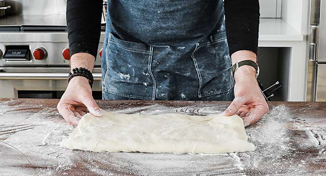 turning puff pastry dough