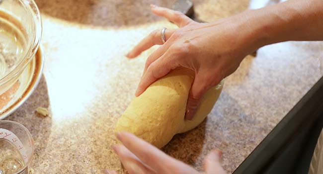 kneading pasta dough