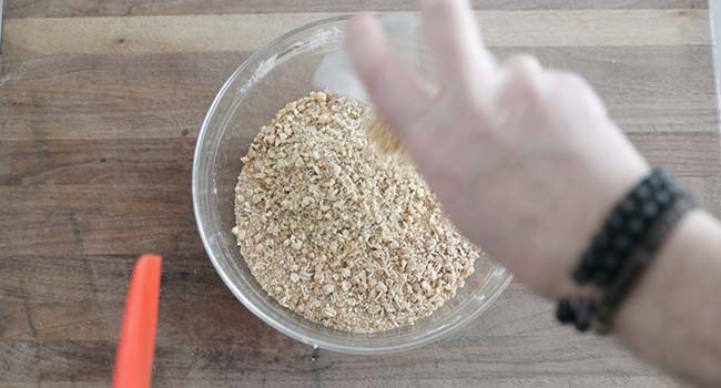 adding nuts to a streusel