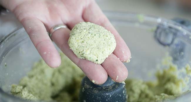 making a falafel by hand