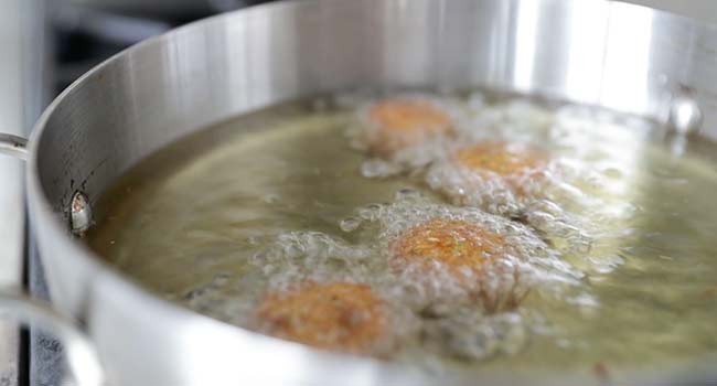 frying falafel