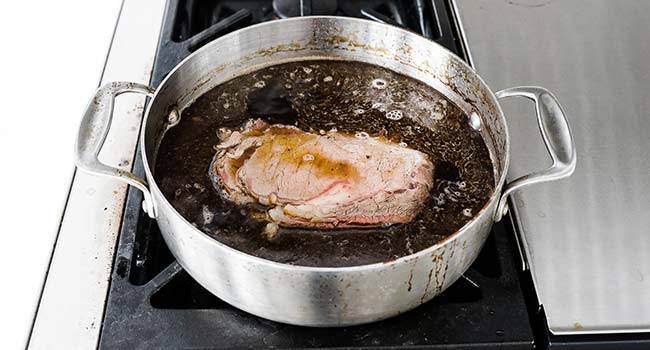 heating sliced beef in au jus