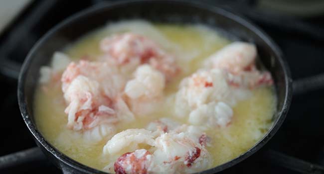 cooked butter poached lobster