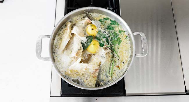 cooking a fish stock