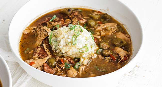 gumbo with potato salad