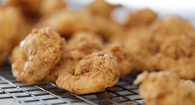 fried shrimp on a rack