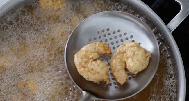 frying battered shrimp in oil