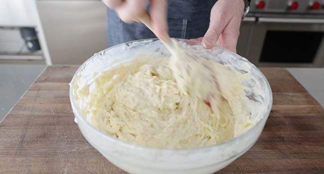 mixing together a boxty batter