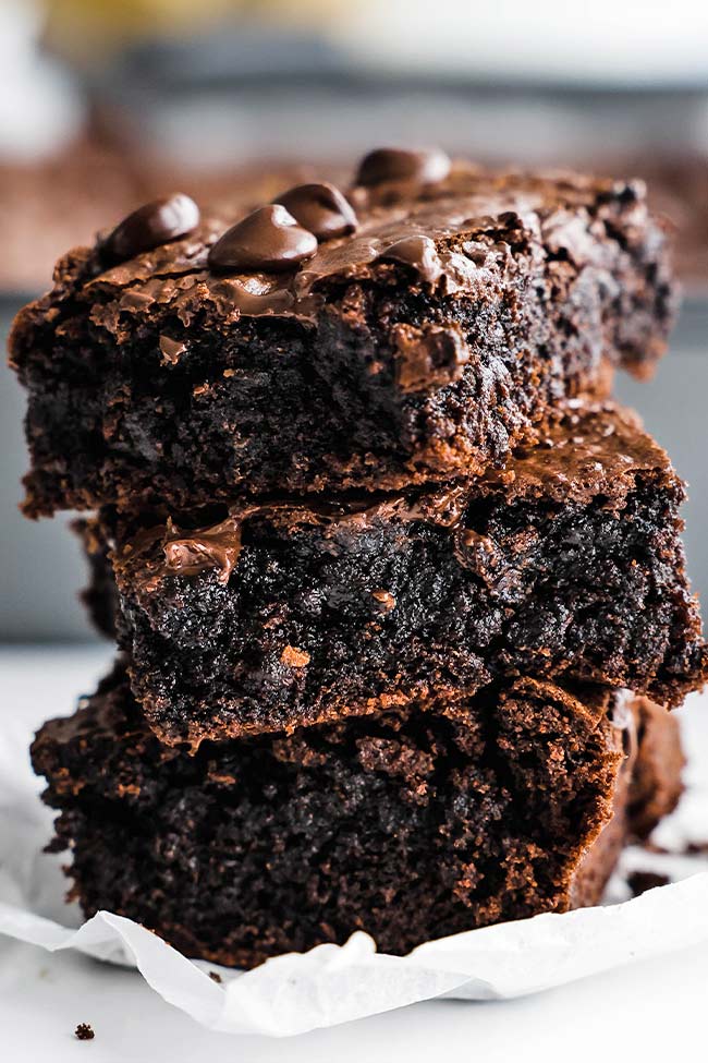 stacked up chocolate brownies