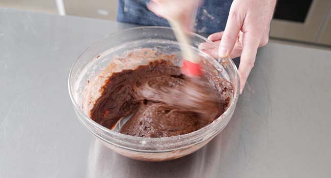 mixing a brownie batter