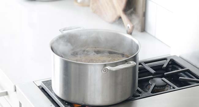boiling a brine in a pot