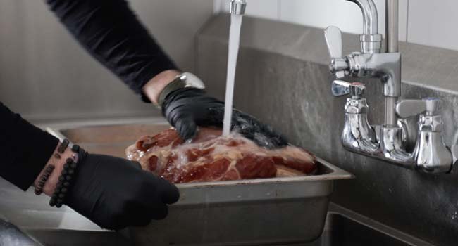 rinsing a brined ham