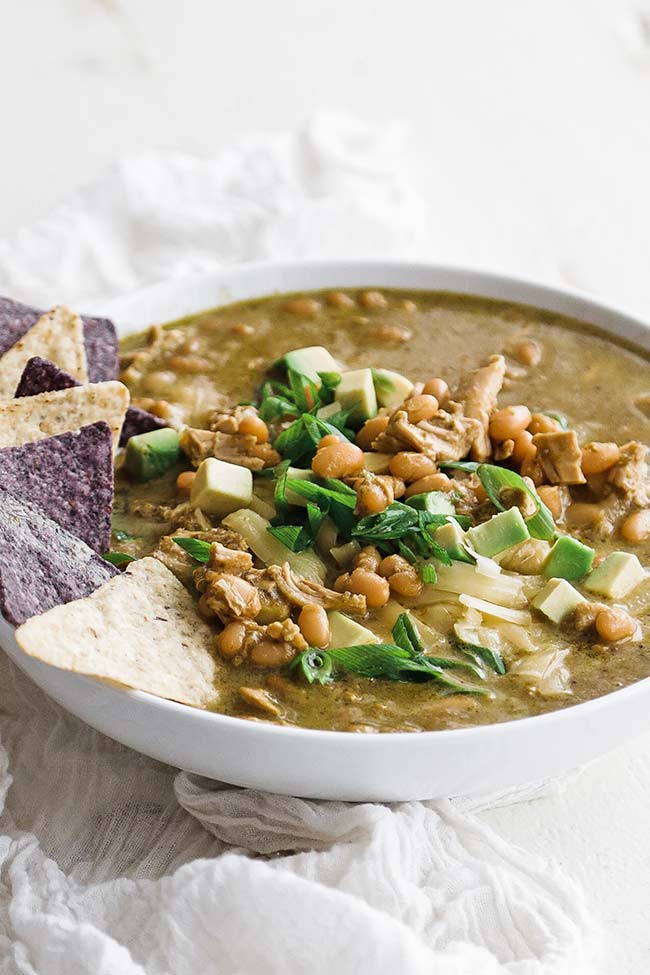 bowl of white chicken chili