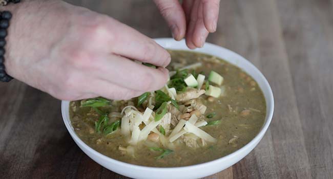 garnishing chicken chili