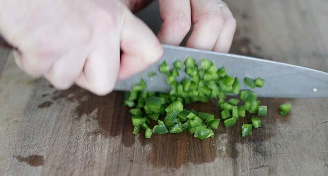 dicing peppers