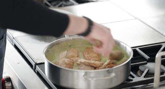 braising chicken in pipian verde sauce