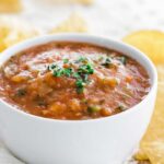 salsa in a bowl with chips