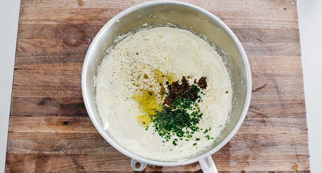 whipped butter with truffle peelings, truffle oil, and chives