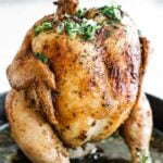 beer can chicken in a pan