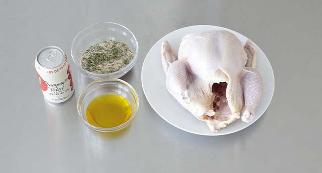 ingredients to make beer can chicken