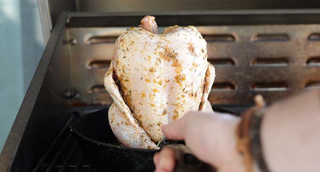 cooking a beer can chicken on the grill