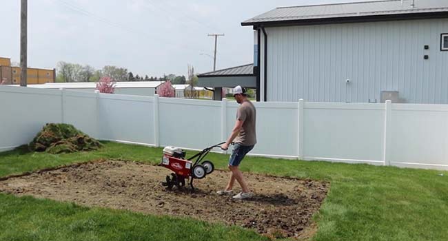 tilling a garden