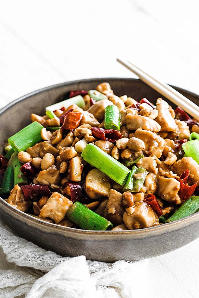 kung pao chicken in a bowl