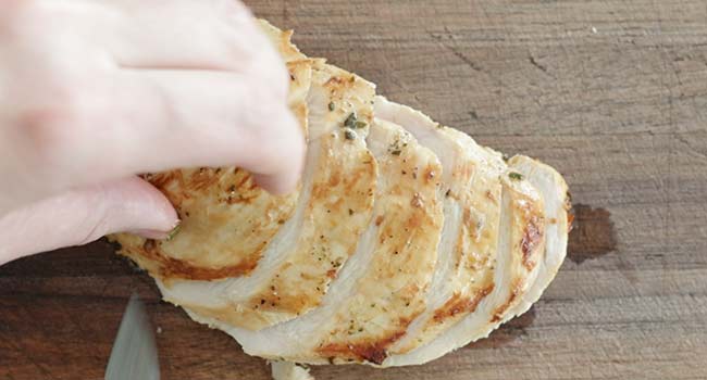 slicing a chicken breast