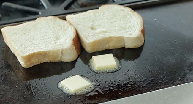 toasting bread on a griddle