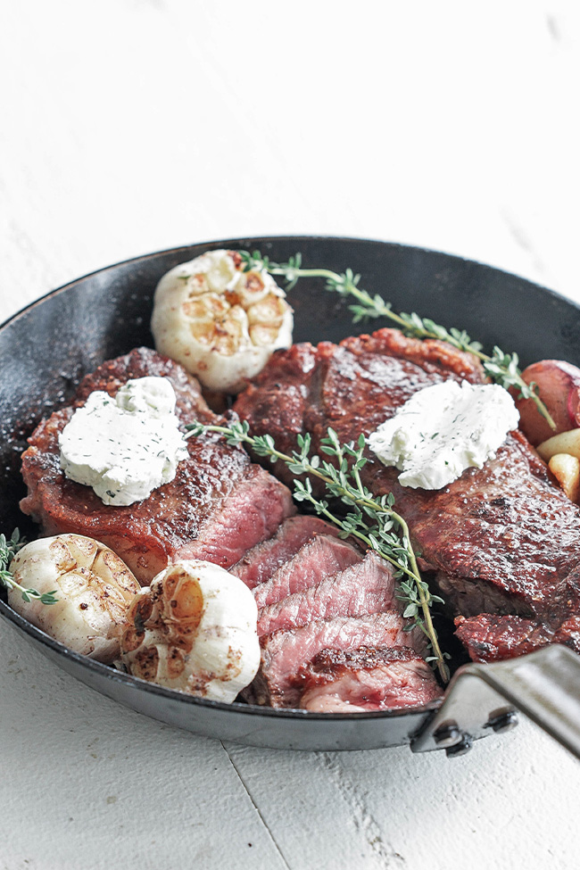 reverse sear steak in a pan